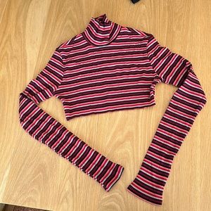 Reformation High Neck Striped Crop Top